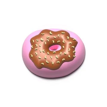 Glazed Pink Donut 3d rendered realistic design set of elements. Sweet food,.. Illustrazione stock