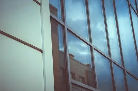 The glazed plane of the building 스톡 사진