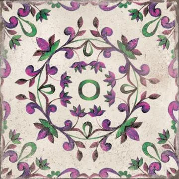 Glazed portuguese pattern tile. Stock Photos