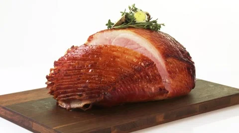 Glazed roast ham Stock Footage 8572057