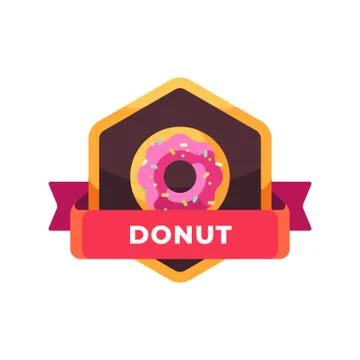 Glazed sprinkled pink donut flat icon Illustrazione stock