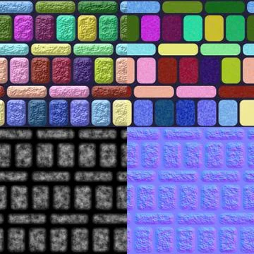 Glazed tiles seamless generated texture (with diffuse, bump and normal map) Stock Illustration