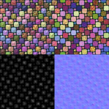 Glazed tiles seamless generated texture (with diffuse, bump and normal map) Stock Illustration