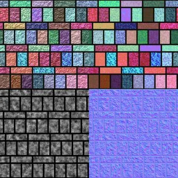 Glazed tiles seamless generated texture (with diffuse, bump and normal map) Stock Illustration