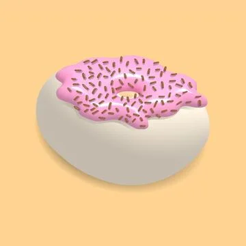 Glazed White Donut 3d rendered realistic design set of elements. Sweet food.. Stockillustratie