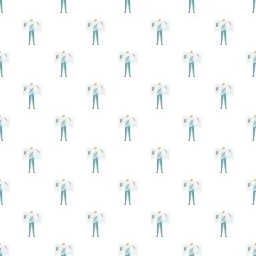 Glazier installing large glass pane seamless pattern Ilustración de archivo