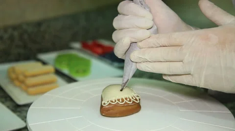 Glazing of Cake Stock Footage 66426843