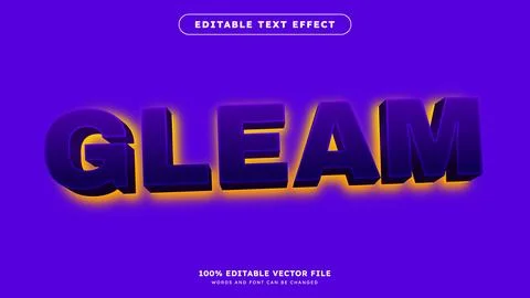 Gleam Editable text effect in glowing Yellow Back Light style Stock Illustration