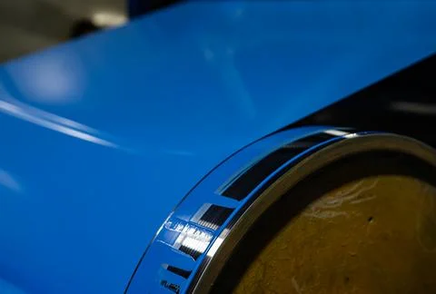 Gleaming Blue Precision: Metal Coating Craftsmanship in a Russian Workshop Stock Photos