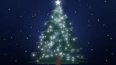 Gleaming Christmas Tree with Falling Snow and Star Holiday Animation Stock-Footage 347644178