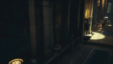 Gleaming light highlighting ornate threshold and sacred altar setting Stock Footage 341833132