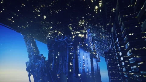 Gleaming megastructure with luminous flares and clear vertical design Stock Footage 335596212