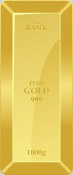 A gleaming, rectangular fine gold bar, stamped with weight, symbolizes weal.. Illustrazione stock