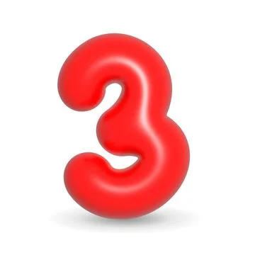 Gleaming red balloon digit three. 3d realistic design element. For Sales. Stock Illustration