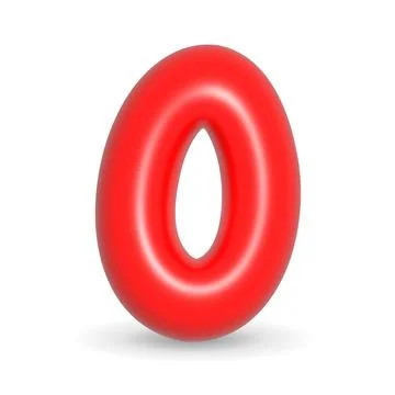 Gleaming red balloon number Zero Nil. 3d realistic illustration. For Sales. Illustrazione stock