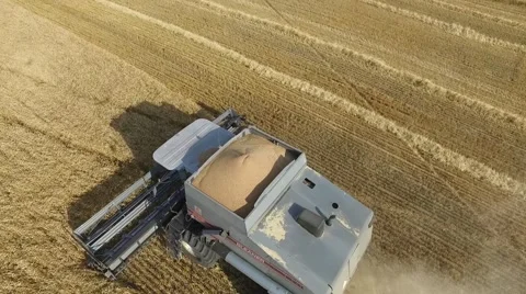 Gleaner Combine Aerial View  - Drone Stock-Footage 64978826