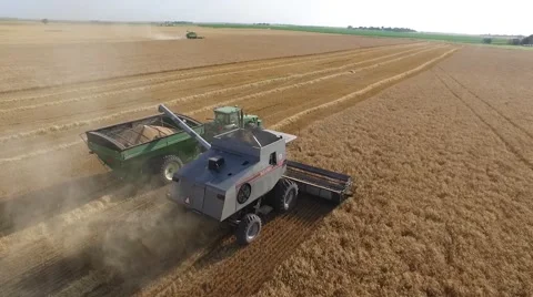Gleaner Combine Top View - Drone Stock Footage 64978968