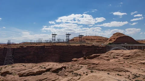 Glen Canyon dam power distribution centertime lapse wide Stock Footage 66374494