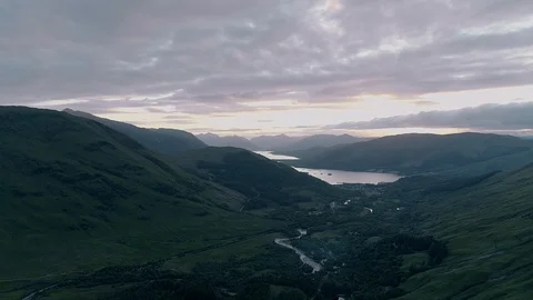 Glen Coe from sky Stock Footage 113954987
