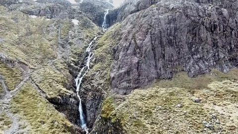 Glen Coe West Highlands scotland aerial shot hiking - panorama view Stock Footage