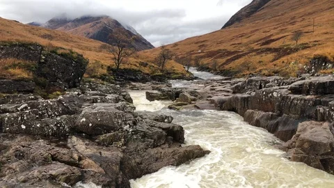 Glen Etive and River Etive Stock Footage 129865038