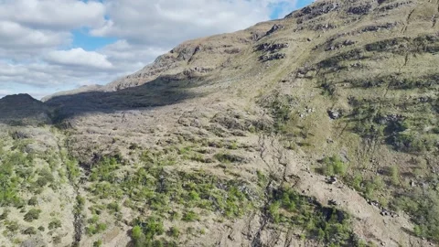 Glen Nevis Valley and River Navis from a drone, Fort William, Lochaber, Scotland Stock Footage 308880717