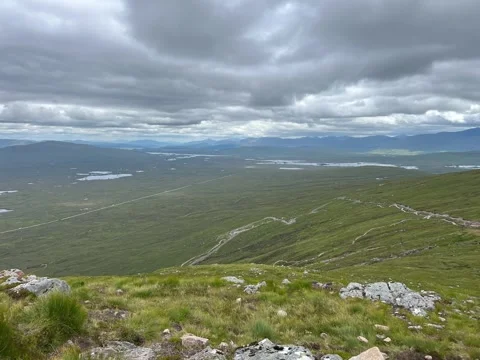 Glencoe valley on grey, cloudy day Stock Footage 248761021