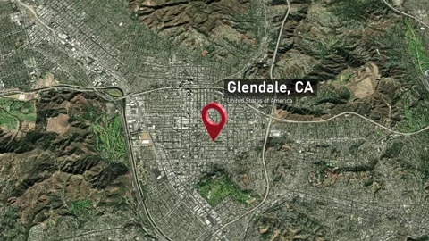 Glendale City Map Zoom (CA, USA) from Space to Earth 스톡 동영상 295699344