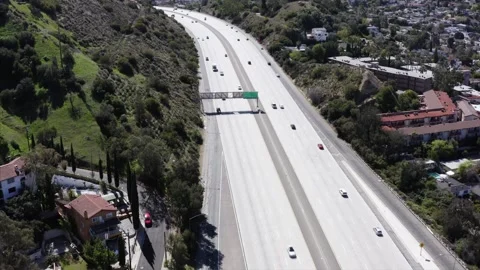Glendale Highway Eagle Rock Los Angeles California Drone Aerial View Stock Footage 335314526