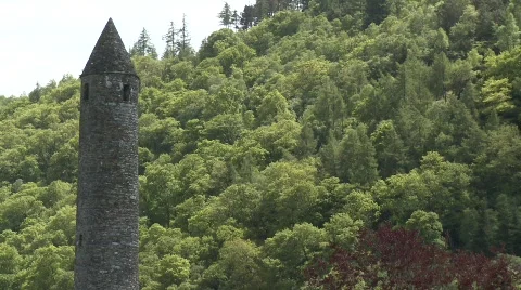 Glendalough Round Tower Close Up Stock Footage 460118