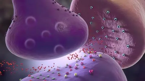Glial cells of the nervous system release transmitters to release neuronal an Stock Illustration
