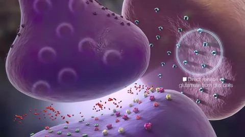 Glial cells of the nervous system release transmitters to release neuronal an Stock Illustration