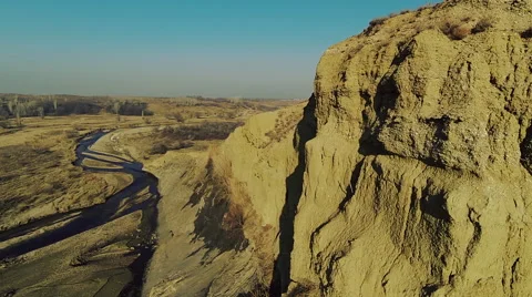 Glide camera. Canyon view. Sarikum barkhan. Stock Footage 50890552