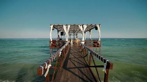 Glide cameras on the island for the wedding ceremony Stock Footage 21941453