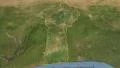 Glide over the satellite map of Benin outlined 4k or 4k+ Resolution