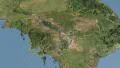 Glide over the satellite map of Cambodia outlined 4k or 4k+ Resolution