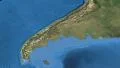 Glide over the satellite map of Chile outlined 4k or 4k+ Resolution