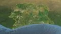 Glide over the satellite map of Côte d'Ivoire outlined 4k or 4k+ Resolution