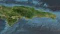 Glide over the satellite map of Dominican Republic outlined 4k or 4k+ Resolution