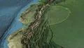 Glide over the satellite map of Ecuador outlined 4k or 4k+ Resolution