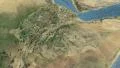 Glide over the satellite map of Ethiopia outlined 4k or 4k+ Resolution