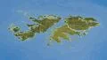 Glide over the satellite map of Falkland Islands outlined 4k or 4k+ Resolution