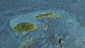 Glide over the satellite map of Fiji outlined 4k or 4k+ Resolution