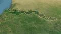 Glide over the satellite map of Gambia outlined 4k or 4k+ Resolution