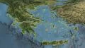 Glide over the satellite map of Greece outlined 4k or 4k+ Resolution