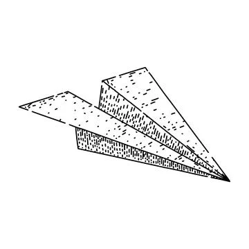 Glide paper plane sketch hand drawn black Stock Illustration