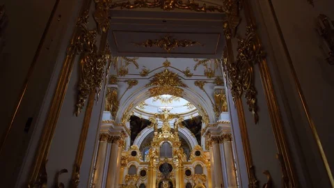 Glide shot. Interior of Hermitage museum, Winter Palace, Saint Petersburg Russia Stock Footage 126560038