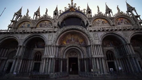 Glide shot. St. Mark’s Basilica, Saint Mark's square. Venice Italy Stock Footage 125886309
