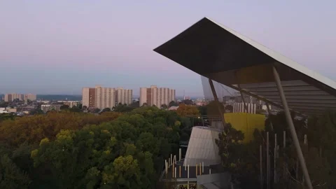 Glide Through Modern Architecture Melbourne Museum At Dusk Stock Footage 274617636