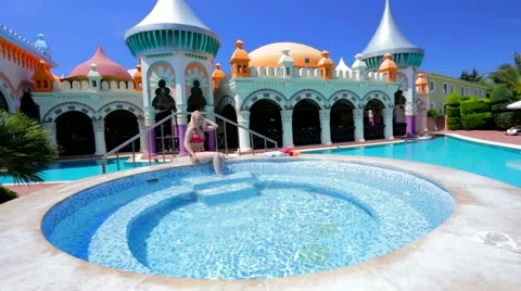 Glidecam shot of spa area. Stock Footage 49473567